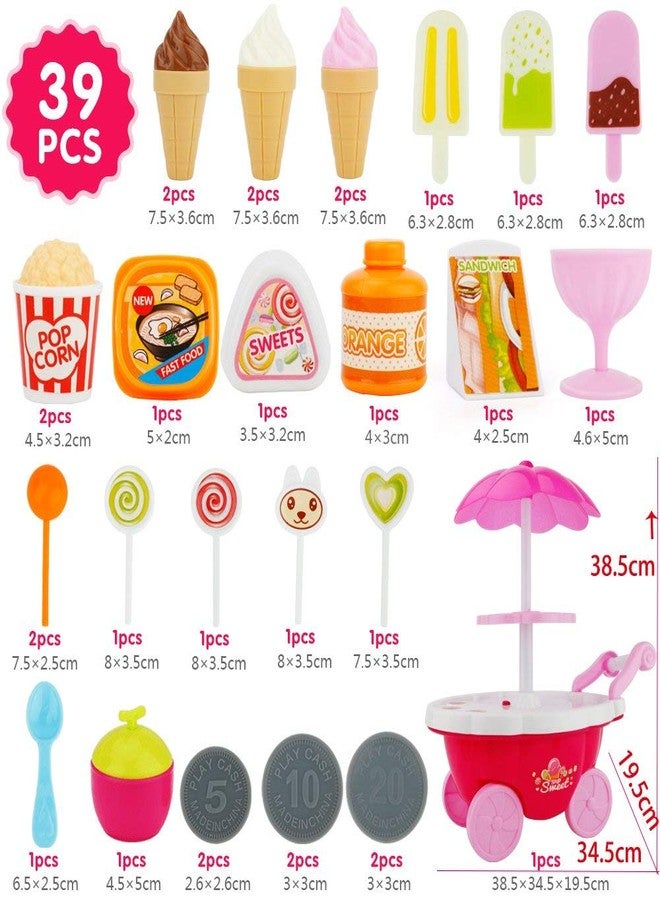 Kitmeer Ice Cream Kitchen Play Cart Kitchen Set Toy with Lights and Music, Small. - Image 3